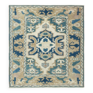Vintage Handmade Turkish Area Rug, 100% Wool