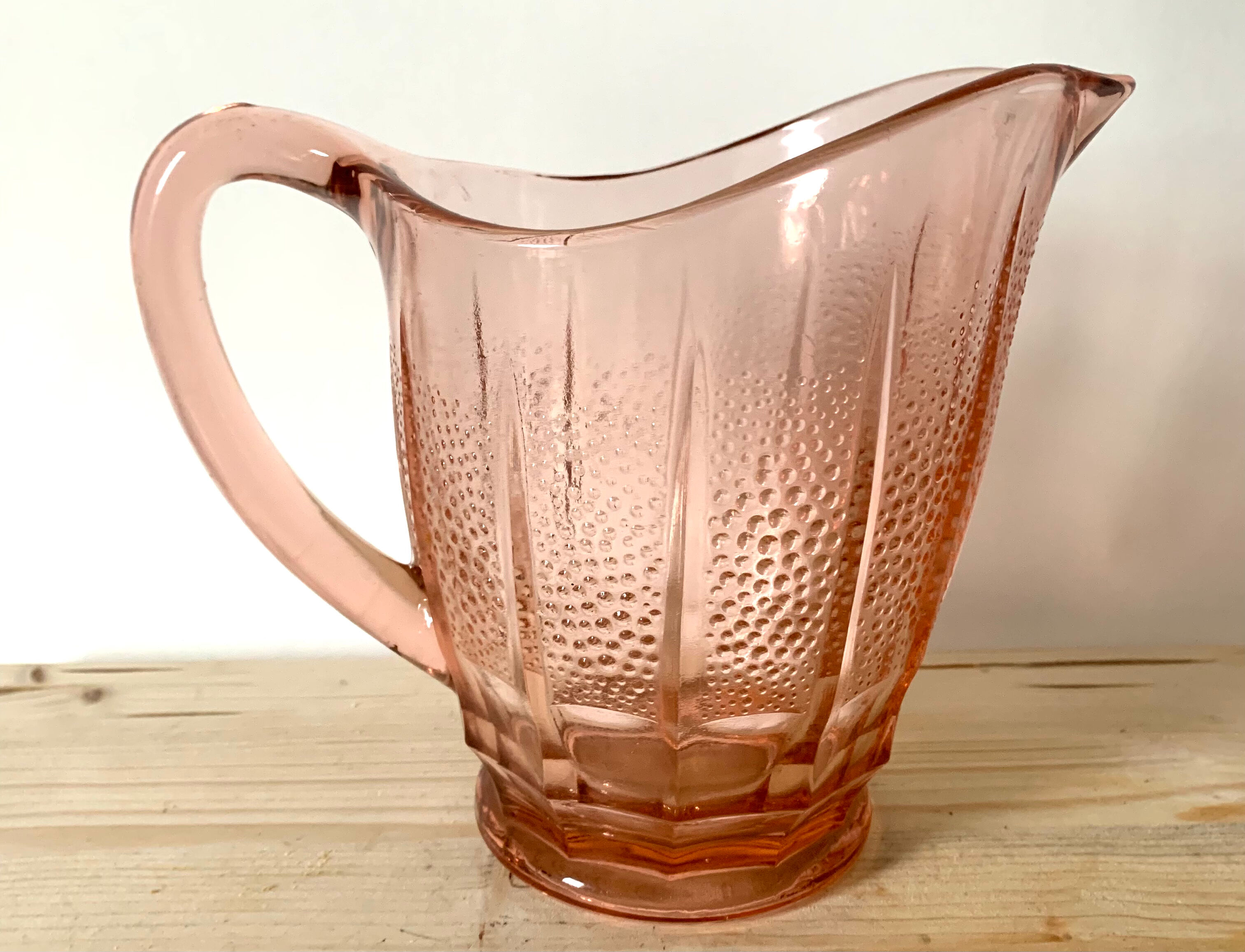 Vintage pink glass pitcher