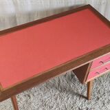 Teak desk with compass legs - 60s/70s