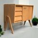 Vintage sideboard with tapered legs, light oak, 1960s.