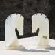 Vintage white onyx bookends – Horse heads