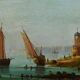 Tableau "Sailboats on the Mediterranean", oil on panel, French school of the 19th century.