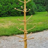 Brutalist coat rack on boxwood stand