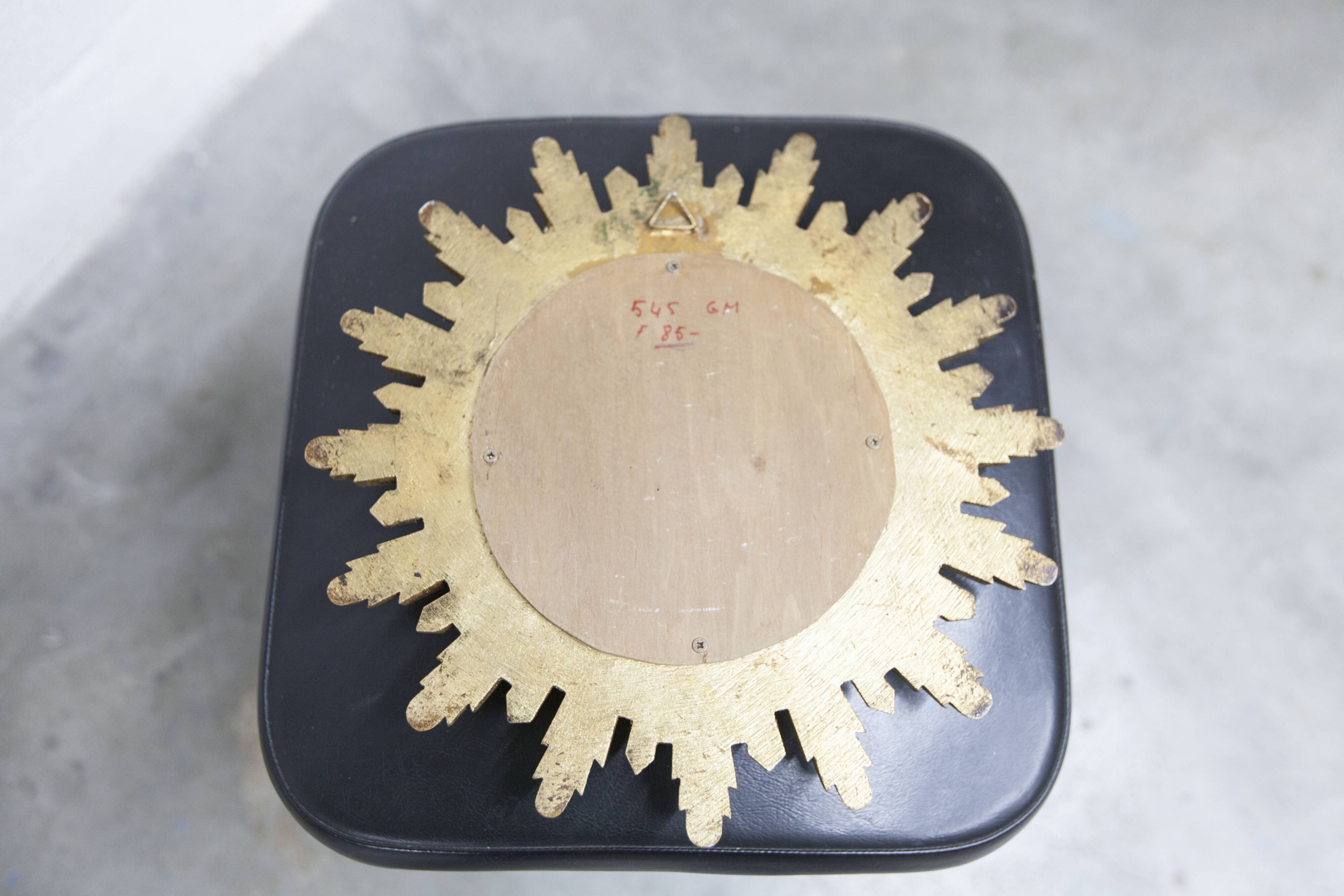 Vintage 1970s convex witch's eye sunburst mirror