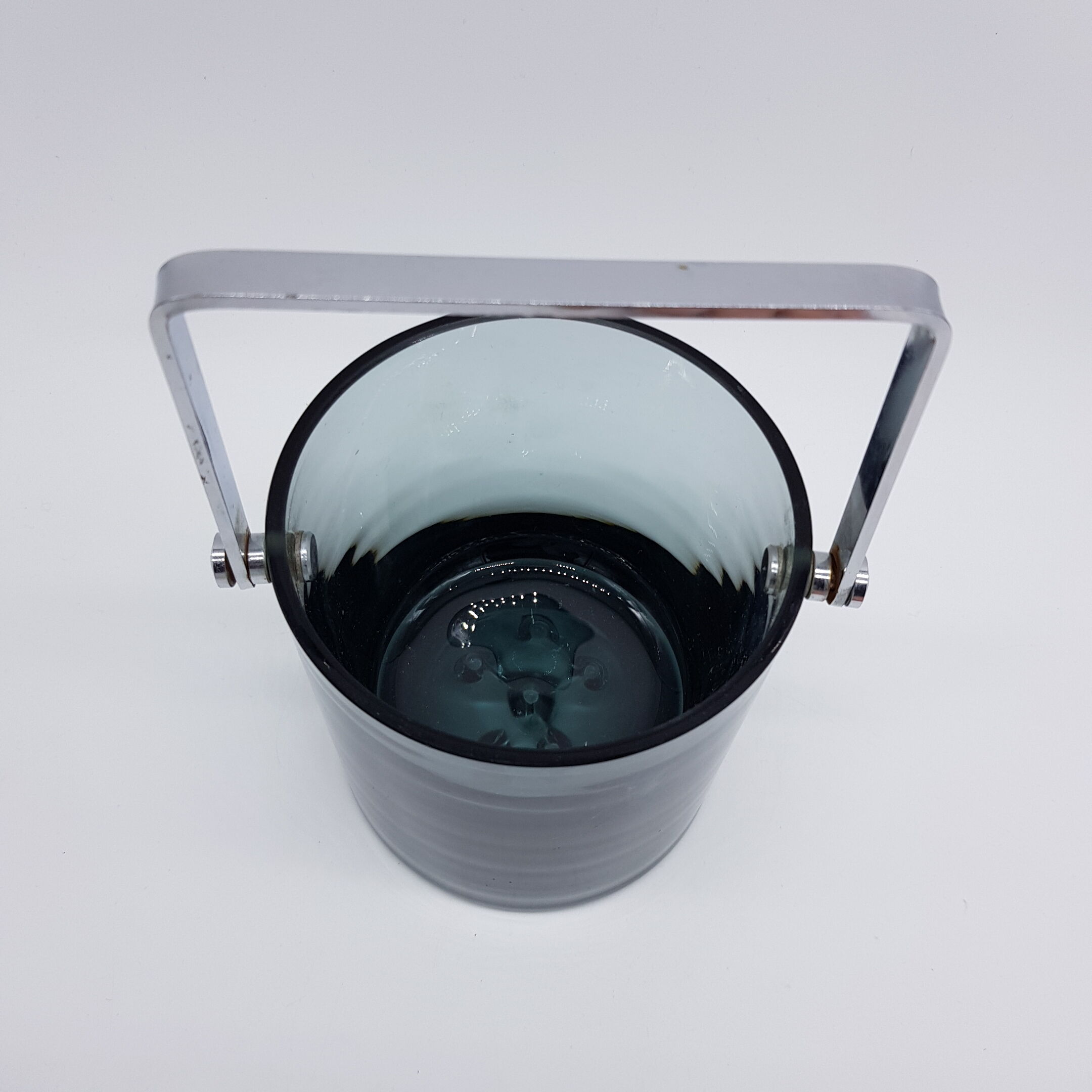 Bucket with ice cubes in vintage smoked glass