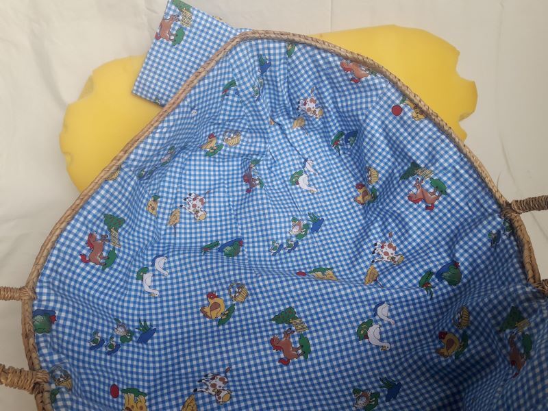 Couffin berceau bébé paille osier vintage