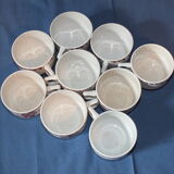 9 cups vintage Café Mars - stencil décor