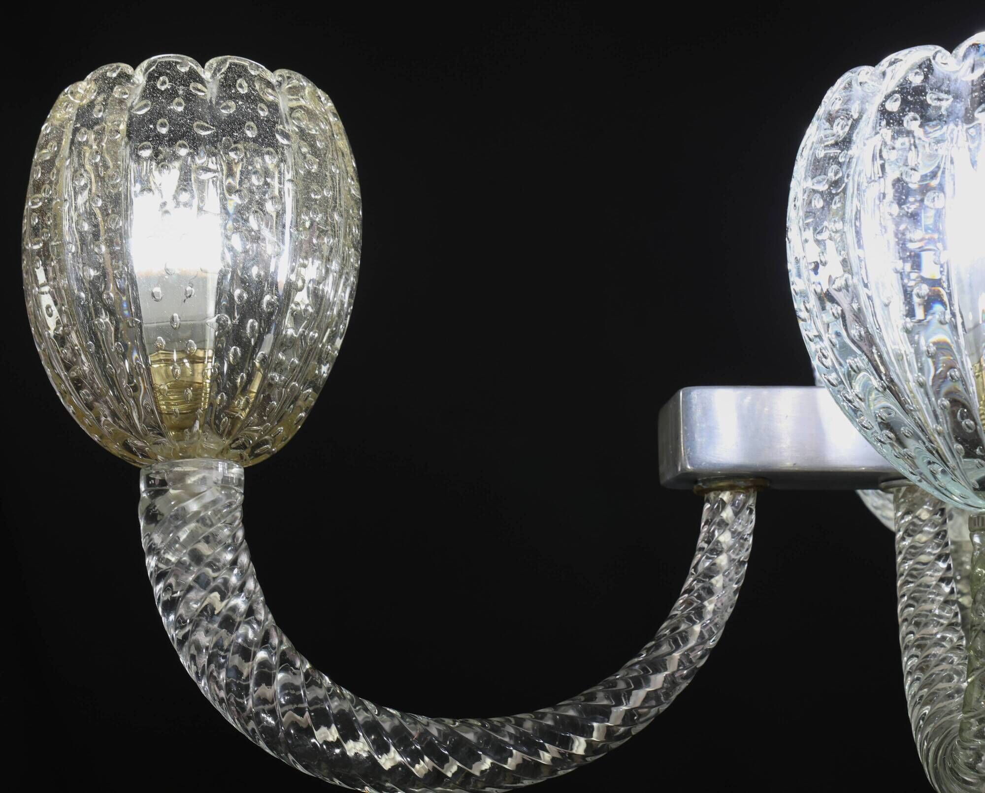 Amazing 6 Light BarovierArt Deco Chandelier, "Bullicante" Glass Murano, 194