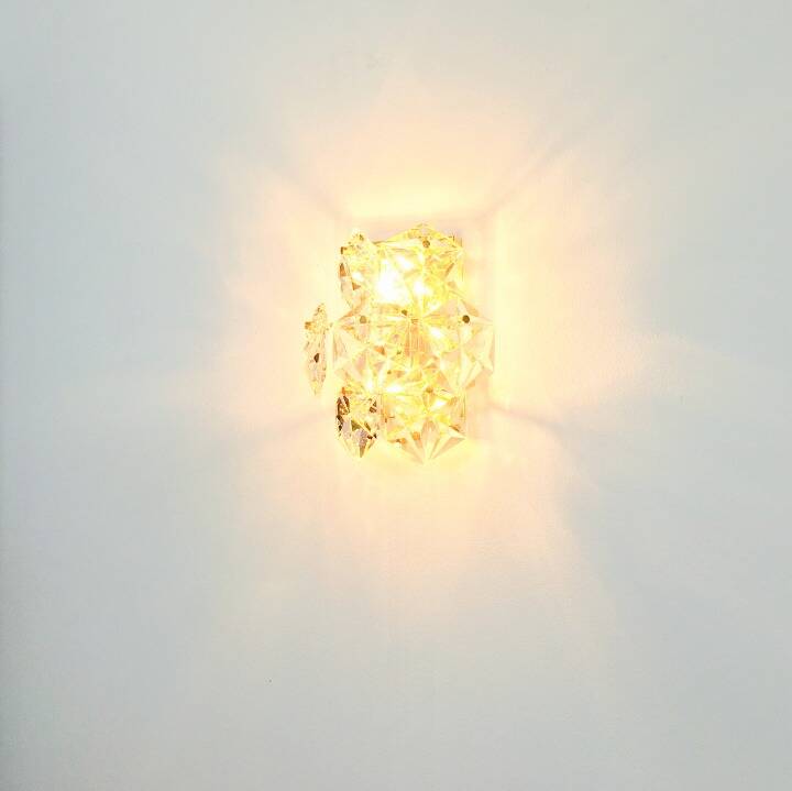 Pair of Faceted Crystal & Polished Brass Wall Lights from Kinkeldey, 1970s