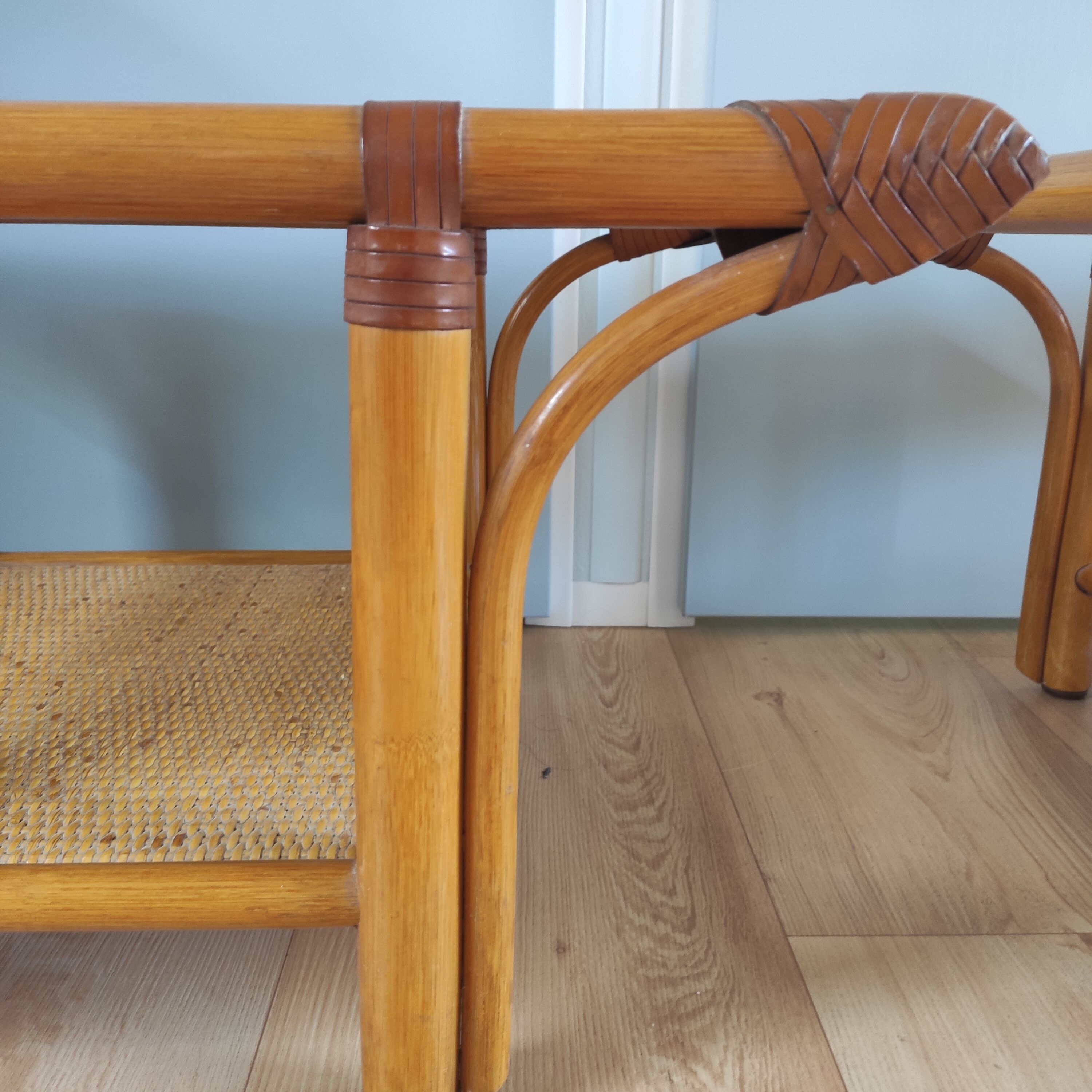 Pair of rattan bedside tables
