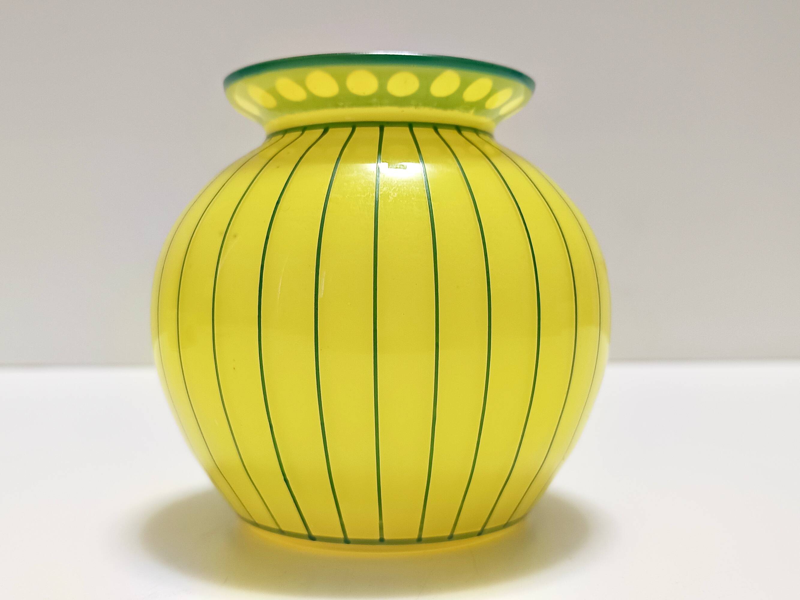 Art Deco Yellow and Green Glass Vase in the style of Josef Hoffmann, Austri