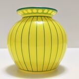 Vase Art Déco en verre jaune et vert dans le style de Josef Hoffmann, Autriche