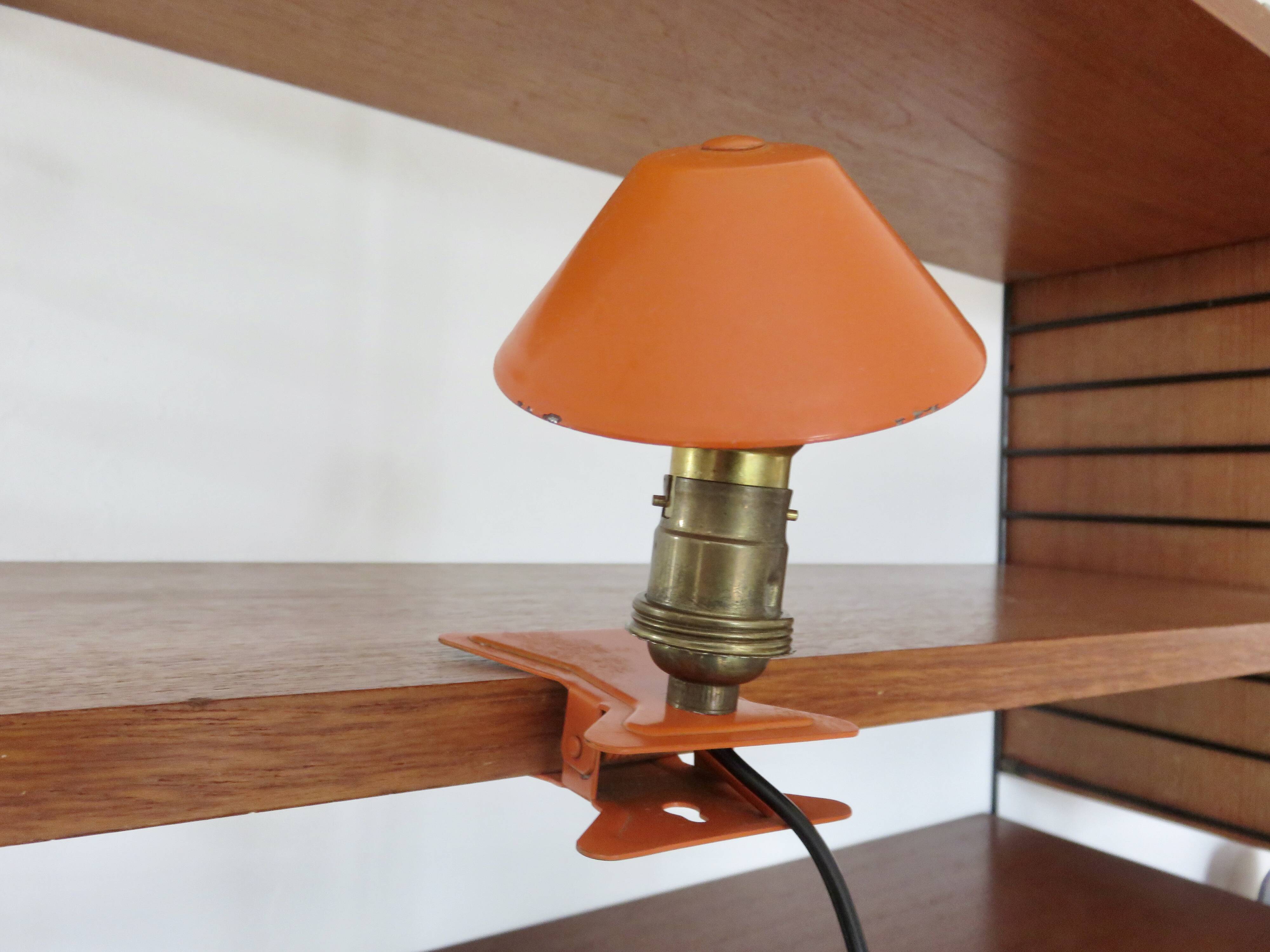 Lampe pince " champignon " orange années 60 70
