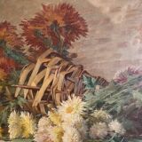 STILL LIFE BOUQUET OF DAHLIAS OIL PAINTING SIGNED MARIUS DALON EARLY 20TH CENTURY