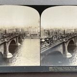 Old photography stereo, stereograph, luxury albumine 1903 London Bridge
