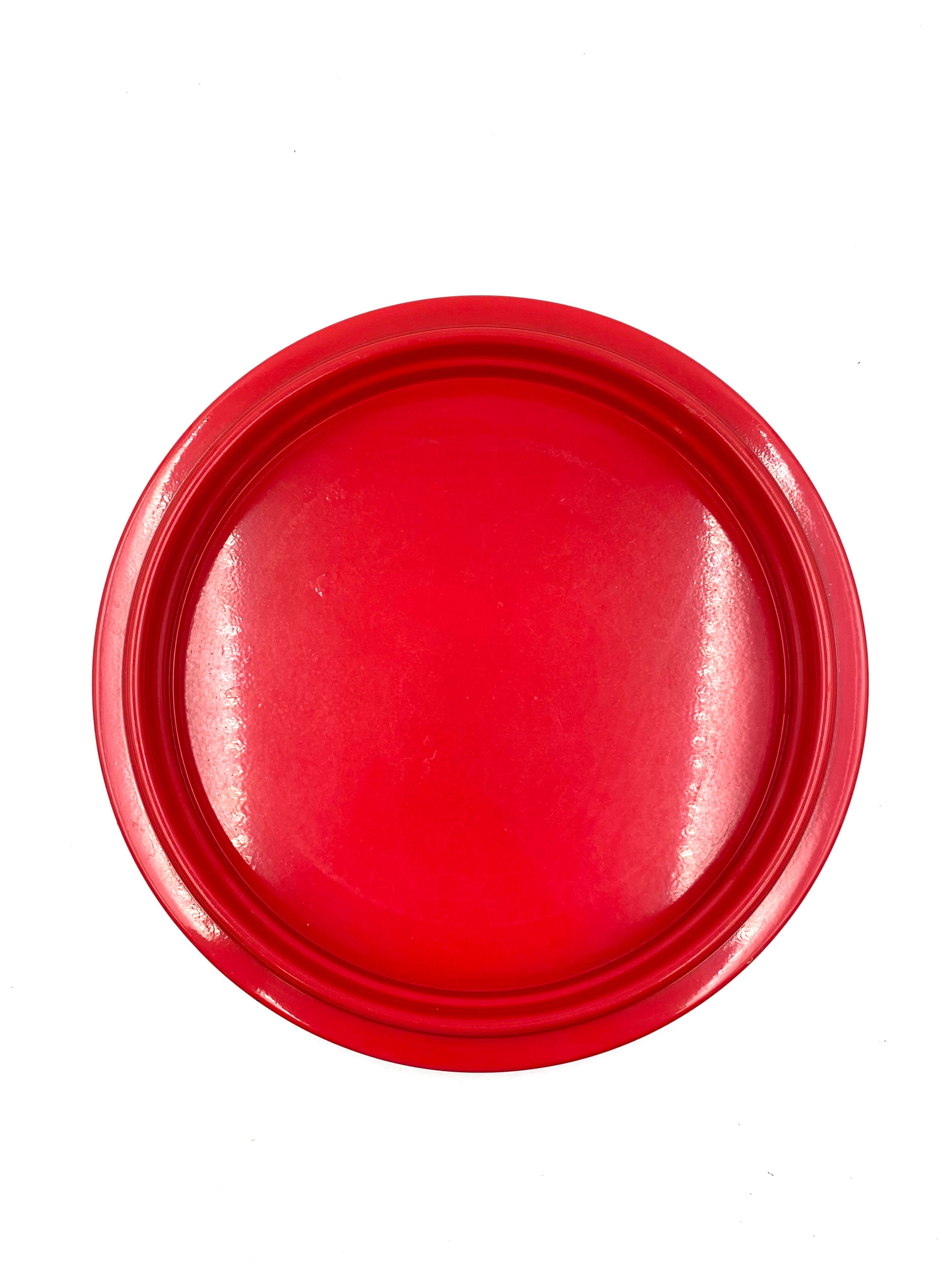 Gianfranco Frattini, red tray, Progetti Italy, 1970s