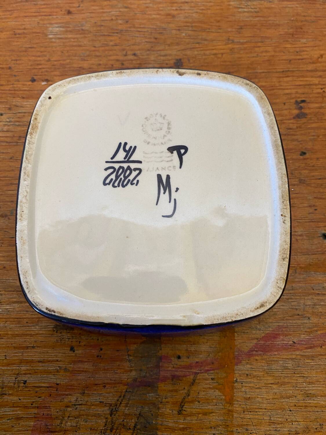 Antique Royal Copenhagen Ceramic Painted White Blue Vintage Empty Pocket