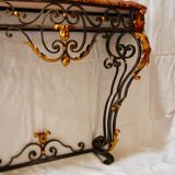 Console en marbre et fer forgé, XXe siècle