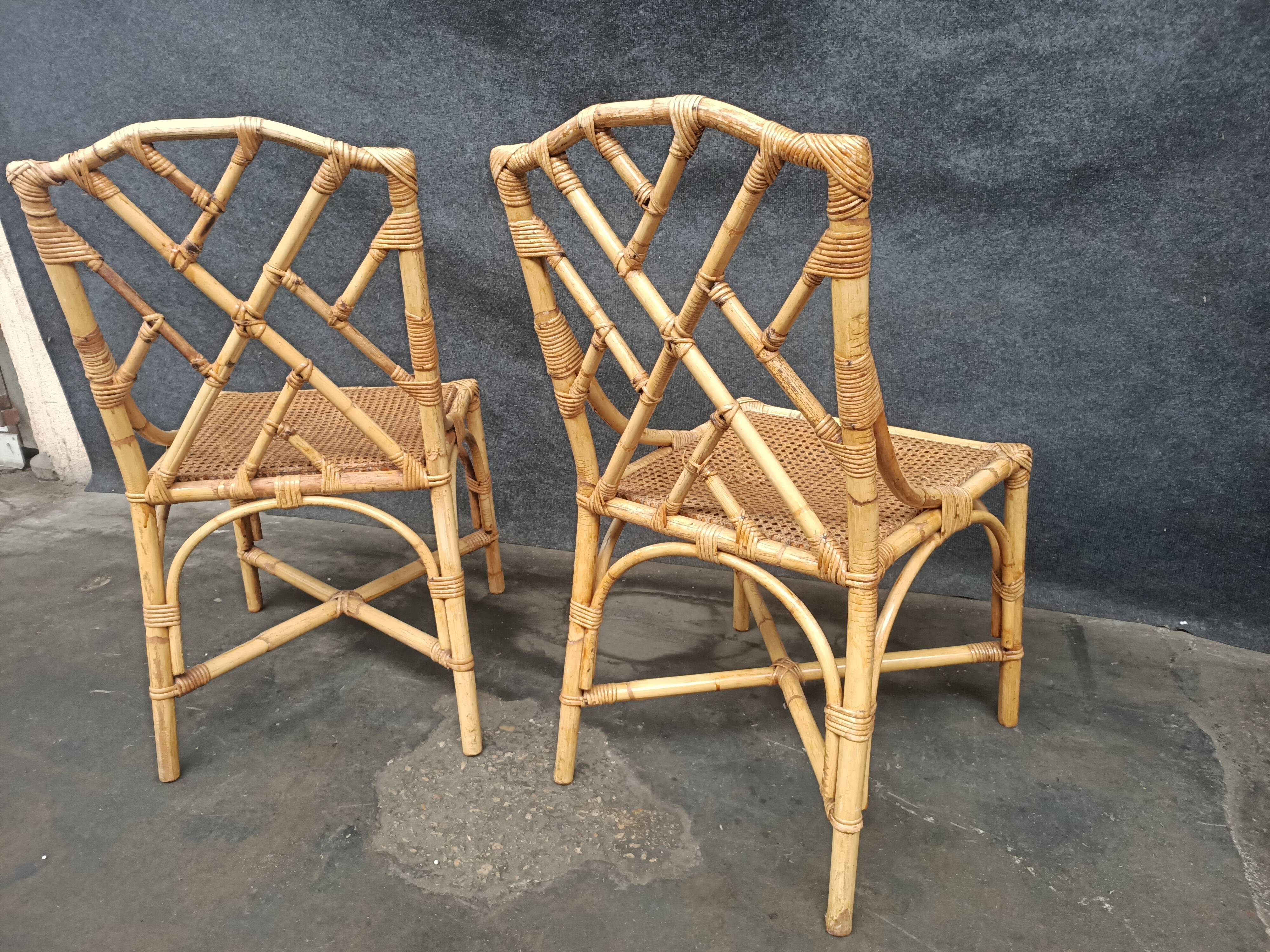 Pair of rattan chairs Italian work