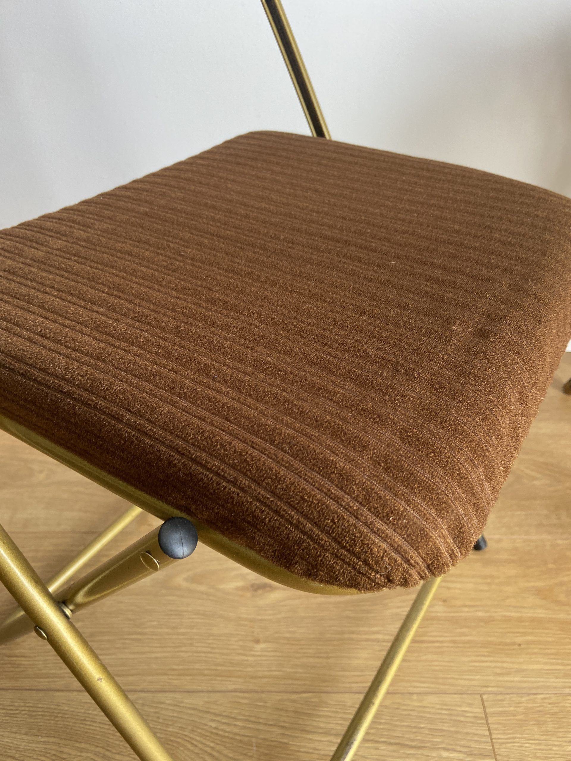 Vintage lafuma folding chair with brown striped fabric