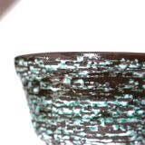 Pot de fleur en céramique turquoise et marron, années 50