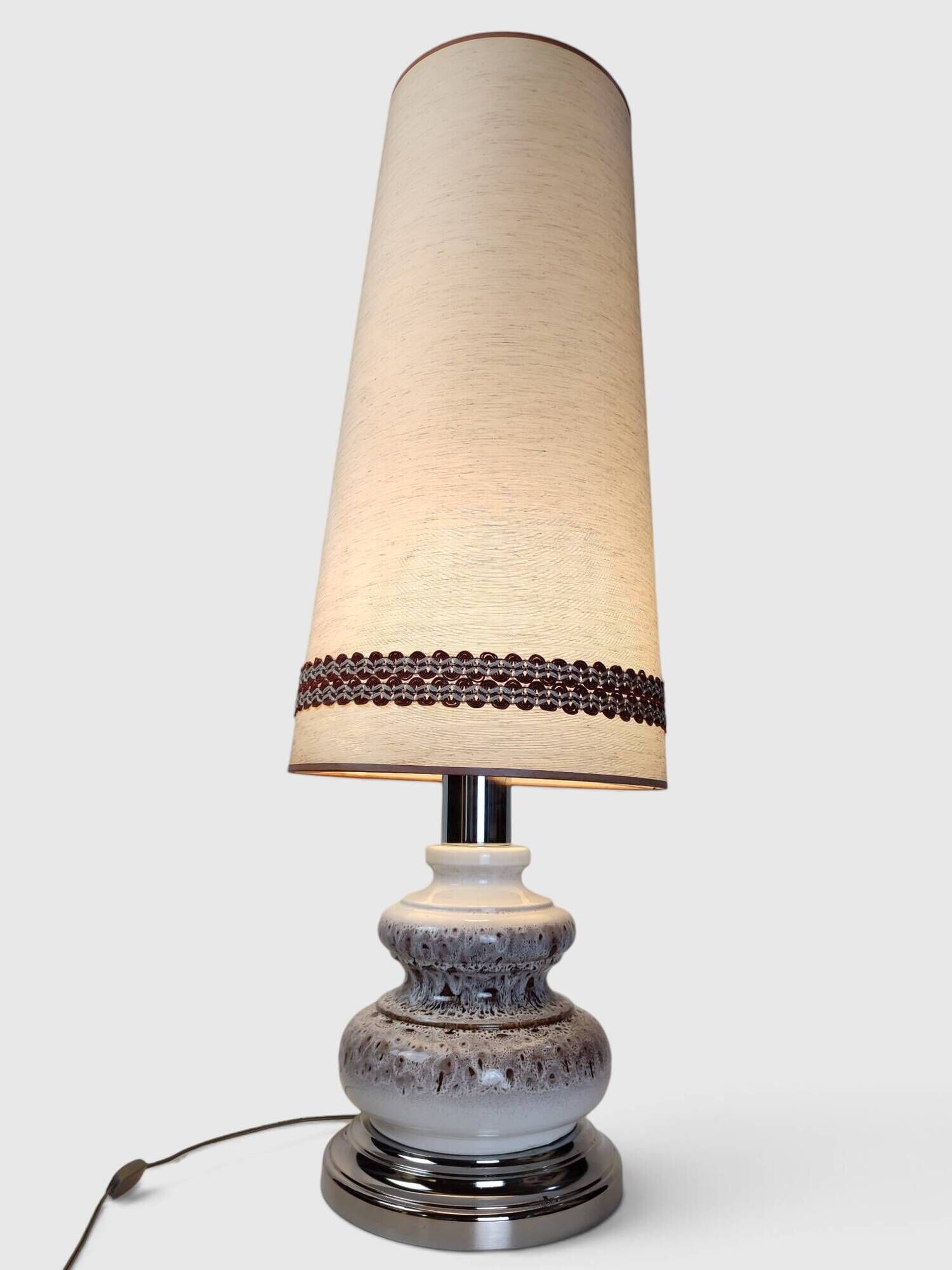 Large Vintage Ceramic "Fat Lava" and Chrome Floor Lamp, 1970s