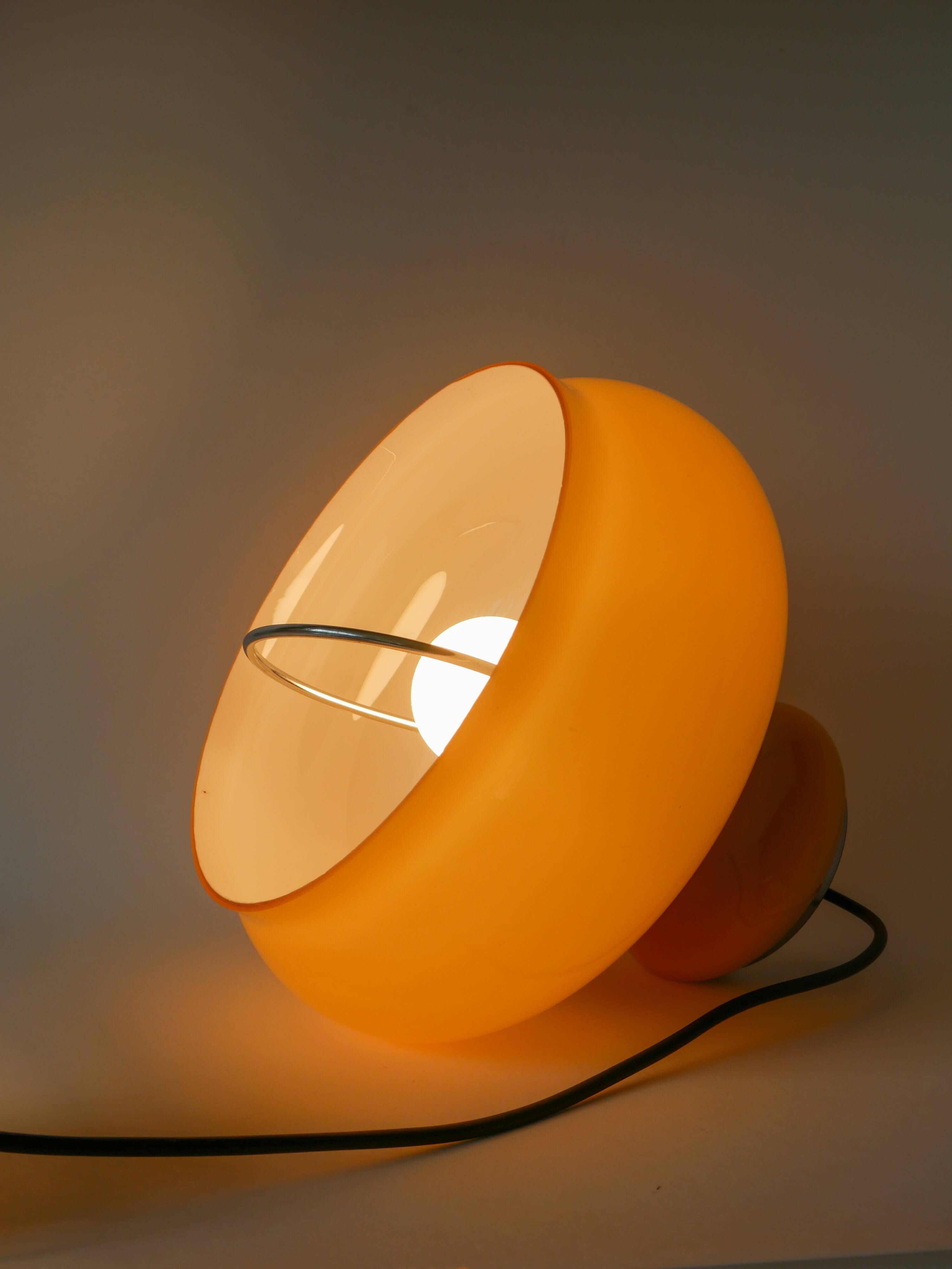 Yellow opaline pendant light with metal arc, Design, 1970