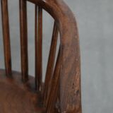 Antique set of 4 English Windsor lowback chairs with character