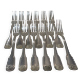 12 silver plated dessert forks, goldsmith Frionnet shell 18.3cm