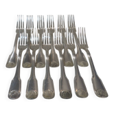 12 fourchettes à dessert métal argenté orfèvre frionnet coquille 18,3cm