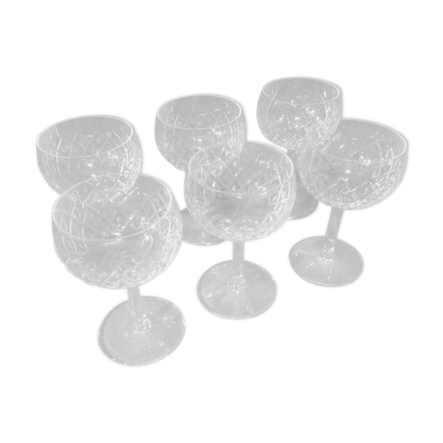 Set of 6 engraved crystal walking glasses