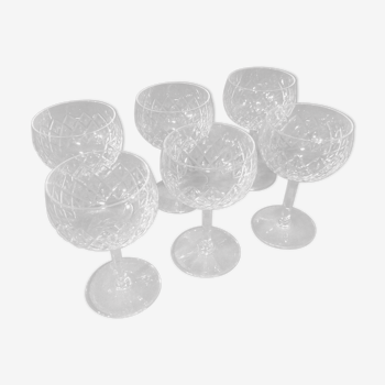 Set of 6 engraved crystal walking glasses