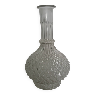 Vase carafe en verre décor pointe de diamant ananas