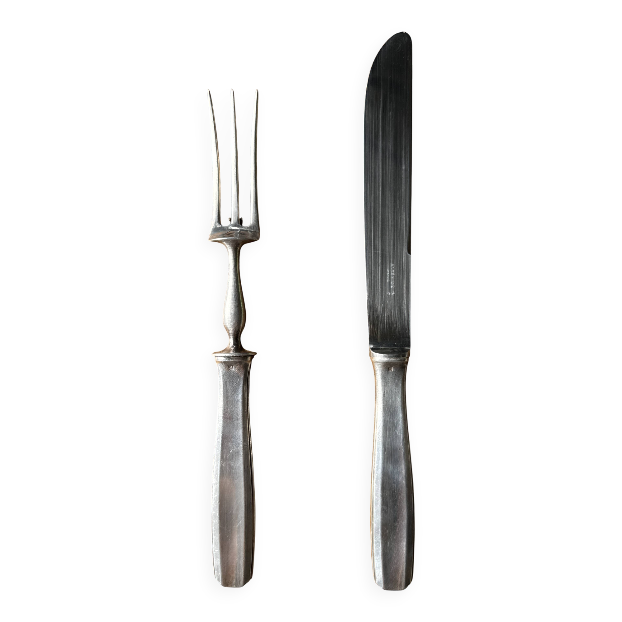 Alfénide cutting service consisting of a fork and a knife L27