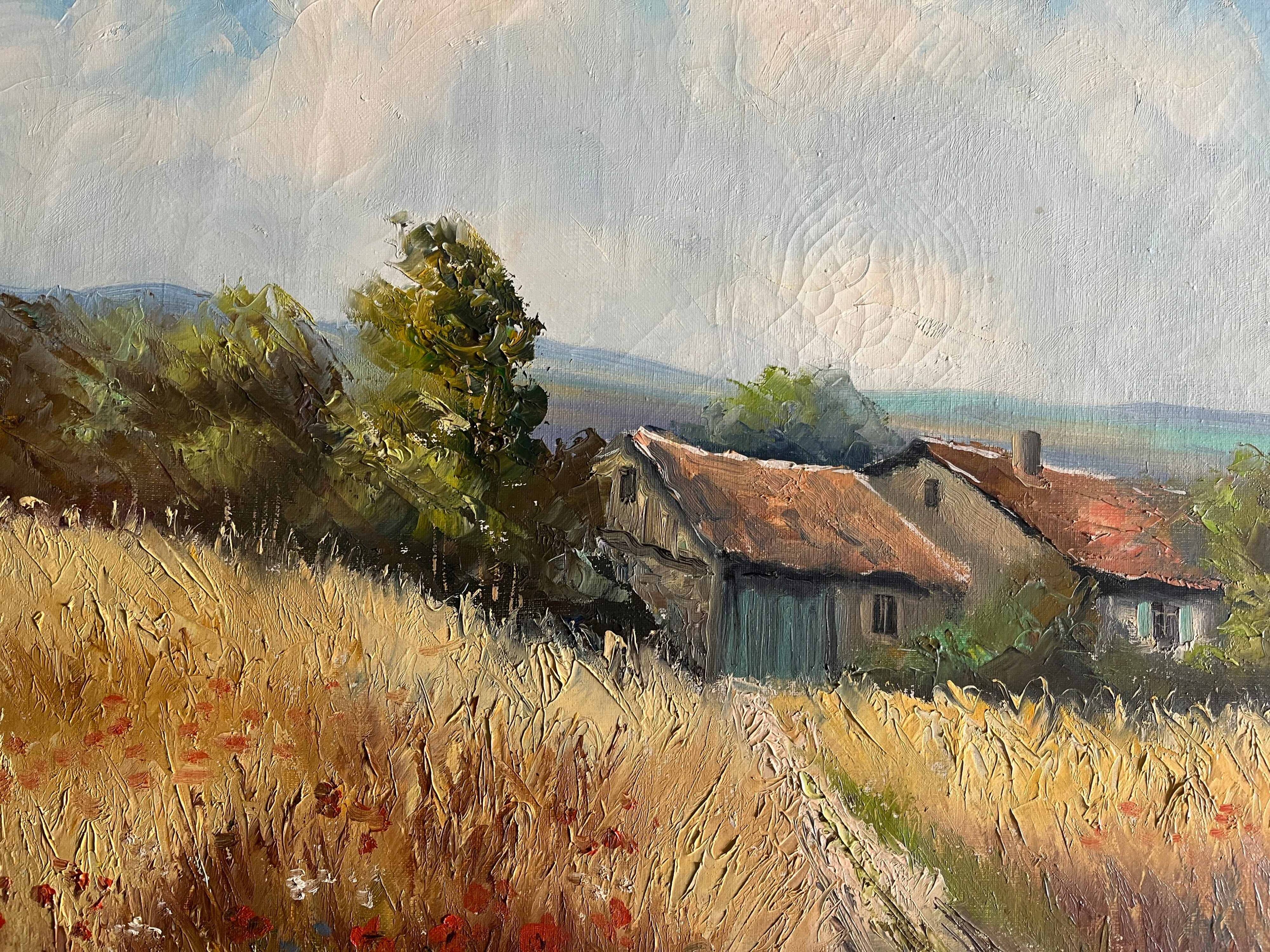 Tableau HST "Landscape with Poppies and Wheat Field" J. De Beaucourt (school).