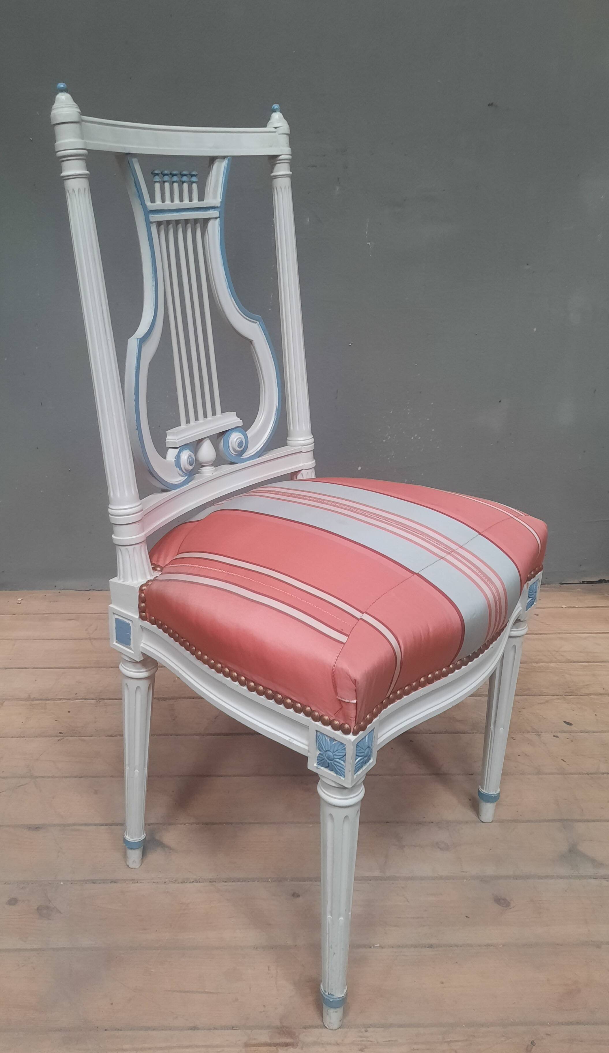 Louis XVI style lacquered chair with lyre back