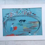 Pen drawing of bullfight