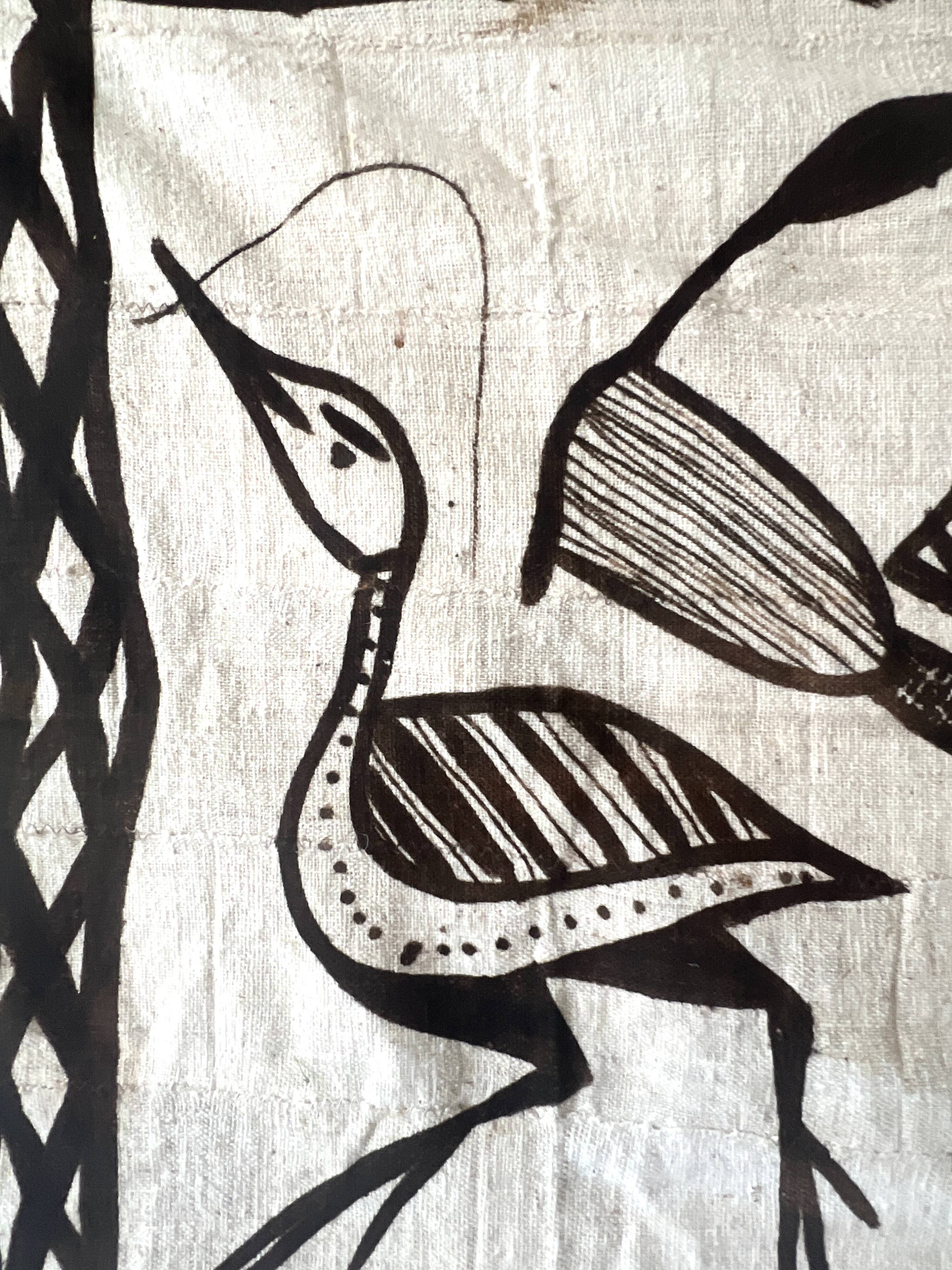 Grande tapisserie vintage de Korhogo — Sénoufo, Côte d'Ivoire