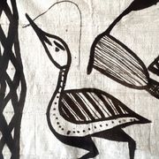 Grande tapisserie vintage de Korhogo — Sénoufo, Côte d'Ivoire