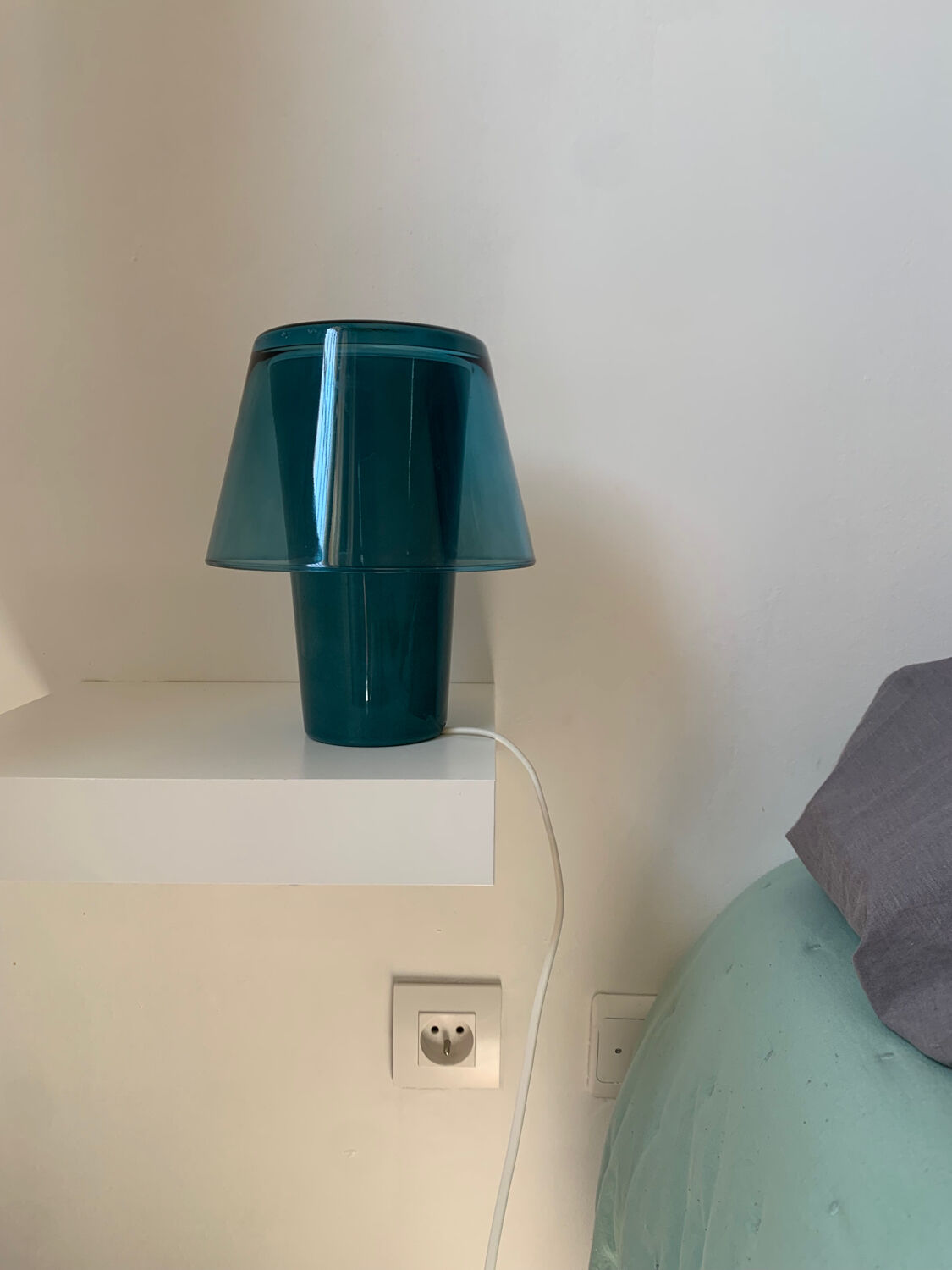 Blue glass table lamp