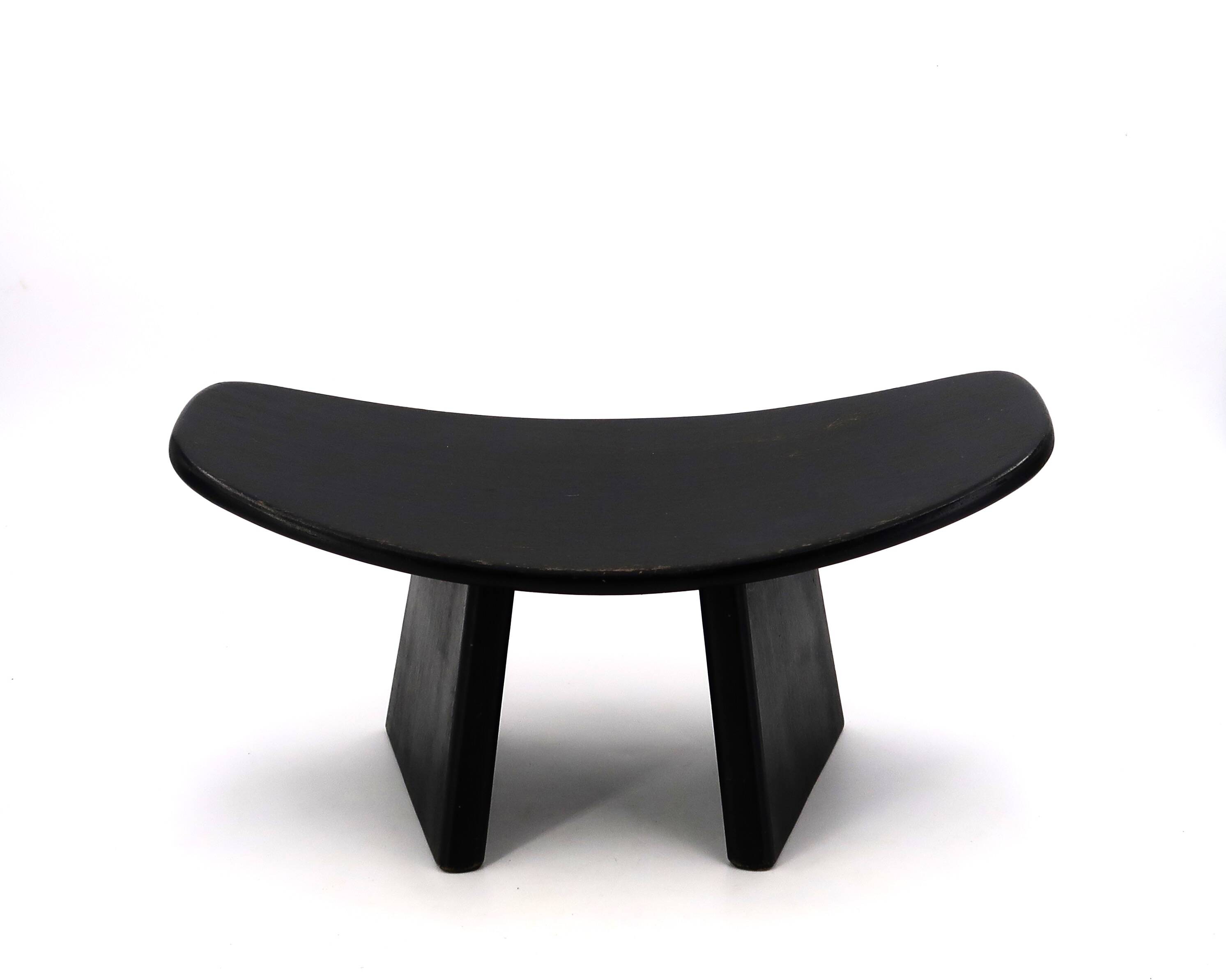 Black wooden Shoggi meditation stool by Alain Gaubert, 1980s vintage