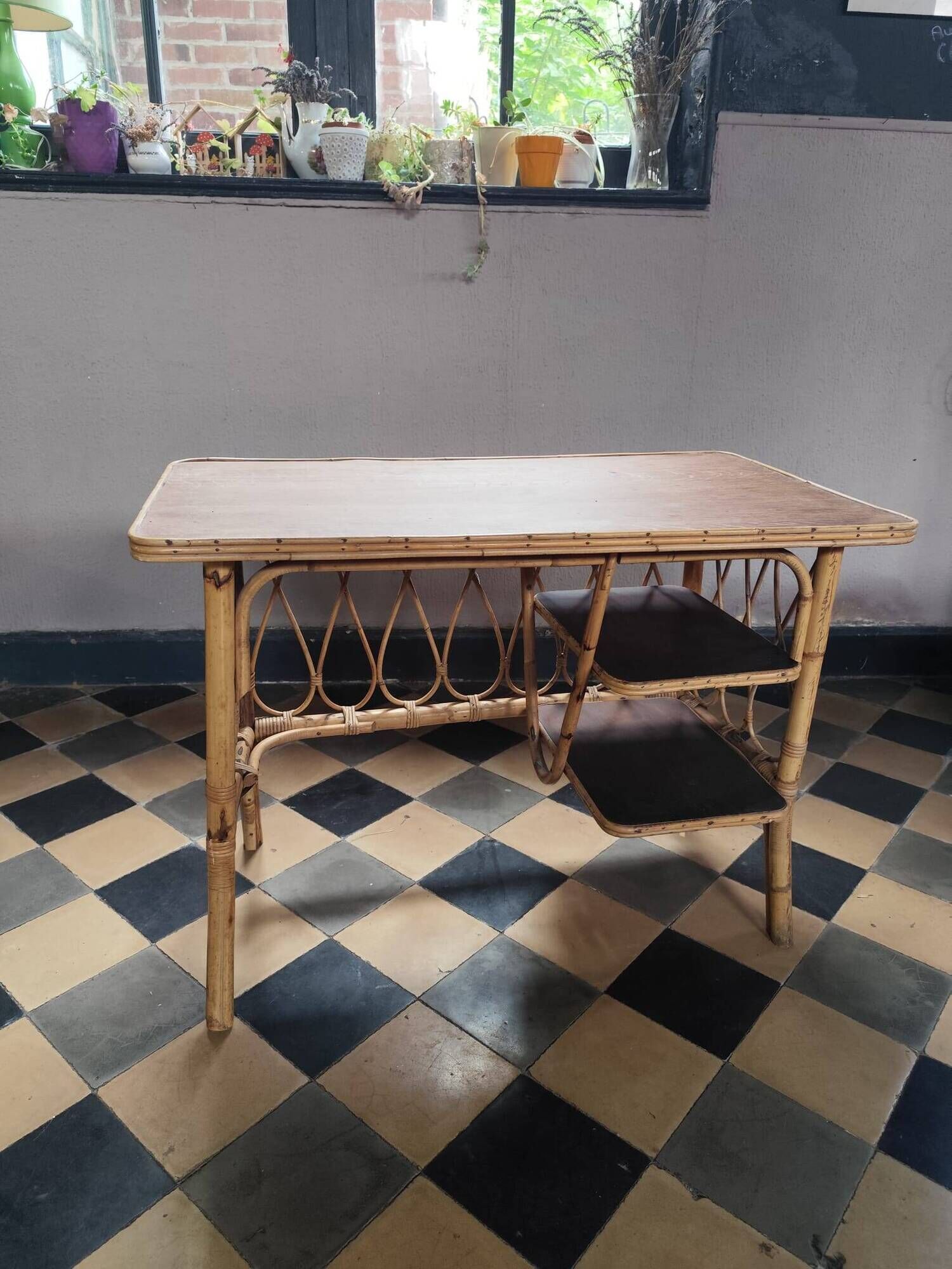 Rattan desk, 1950