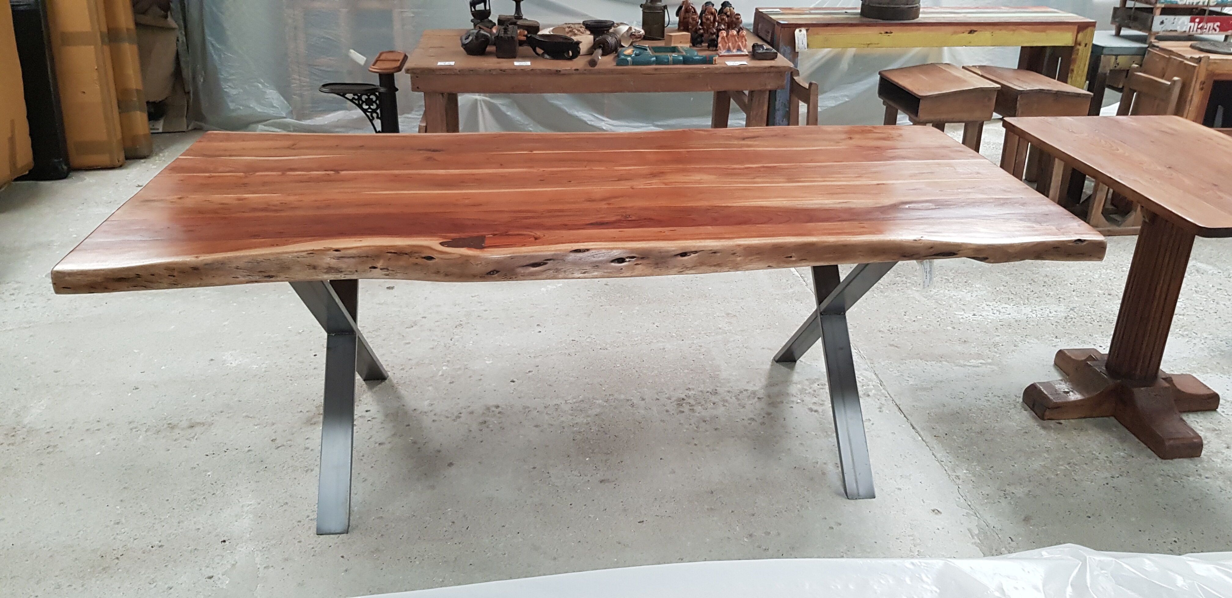 Table with raw solid top