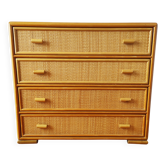 Vintage chest of drawers in light rattan