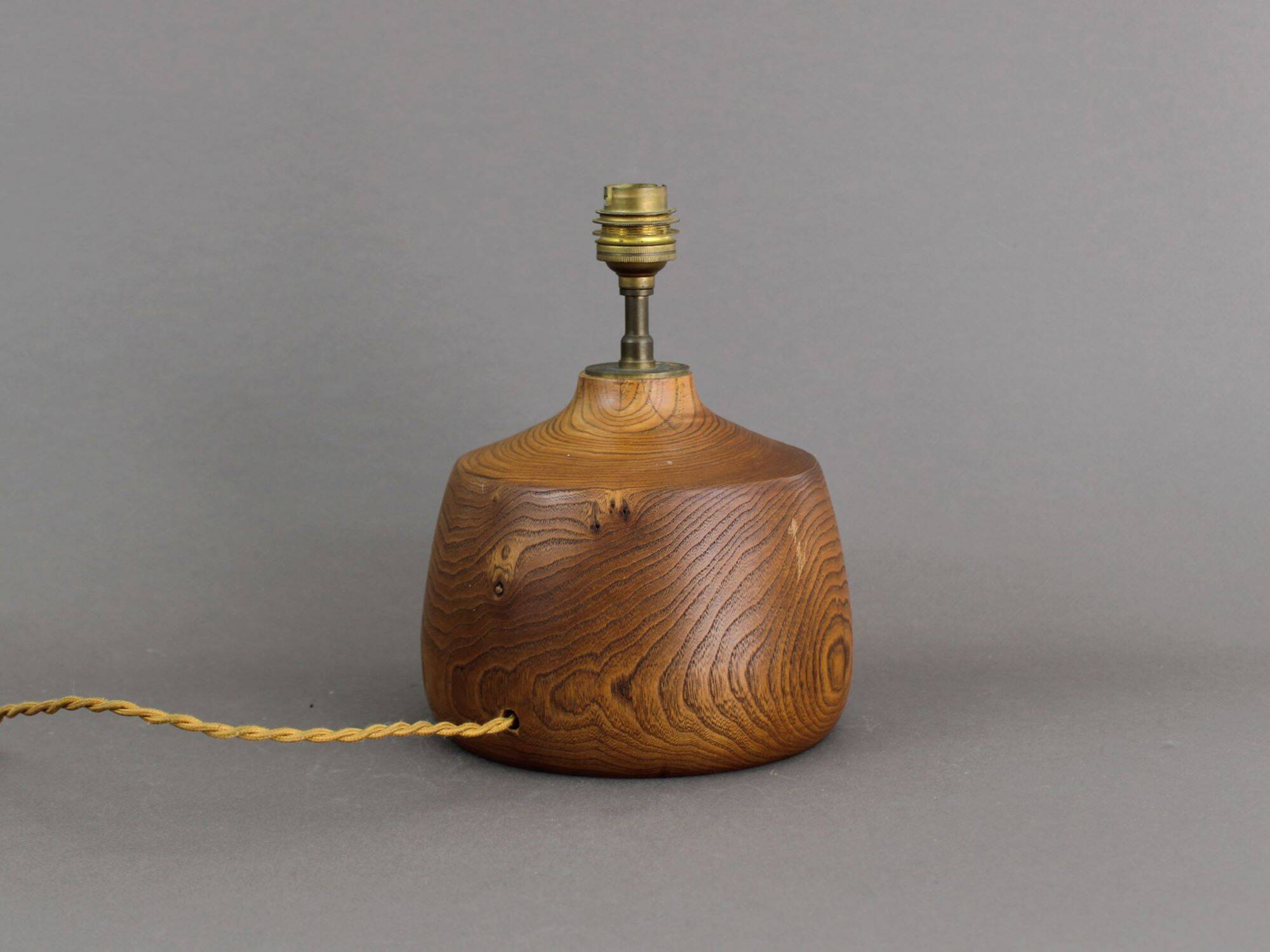 Vintage 50s solid elm wood lamp base