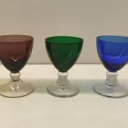 Set of 6 vintage multicoloured liqueur glasses (1960s/70s)