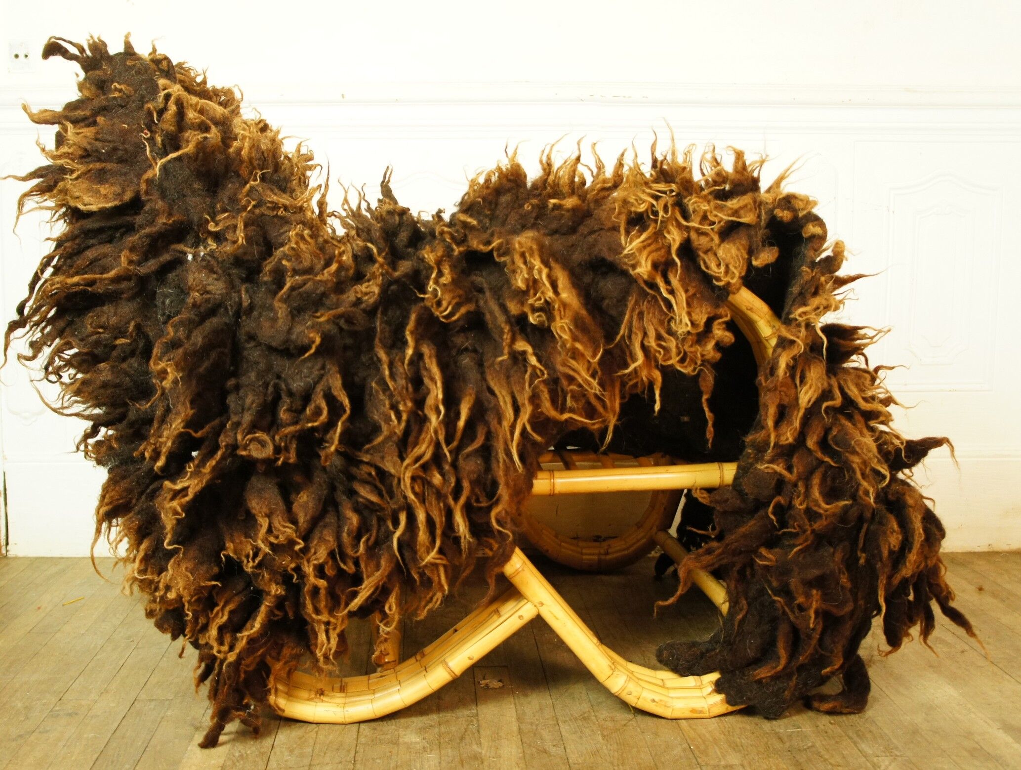 1970 ushant sheep wool rug - 170 cm x 80 cm