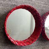 Pair of vintage rattan trays from the 1970s