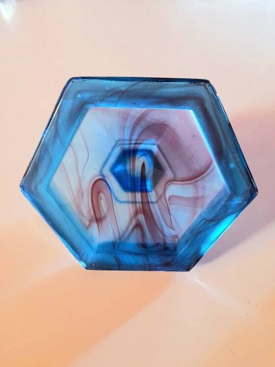 Davidson blue glass candlestick