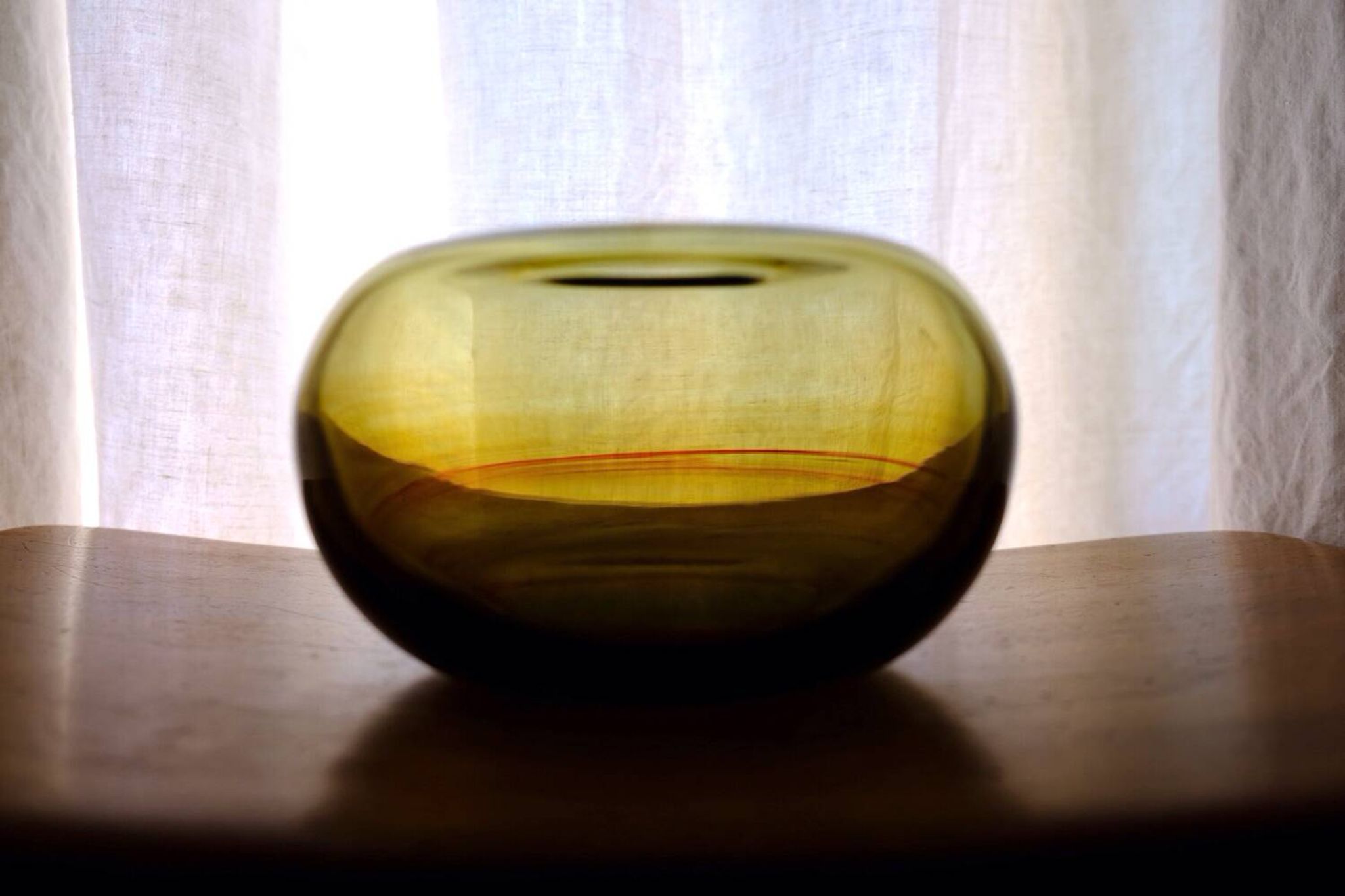 Blown glass ball vase by Claude Morin, Dieulefit France 1979